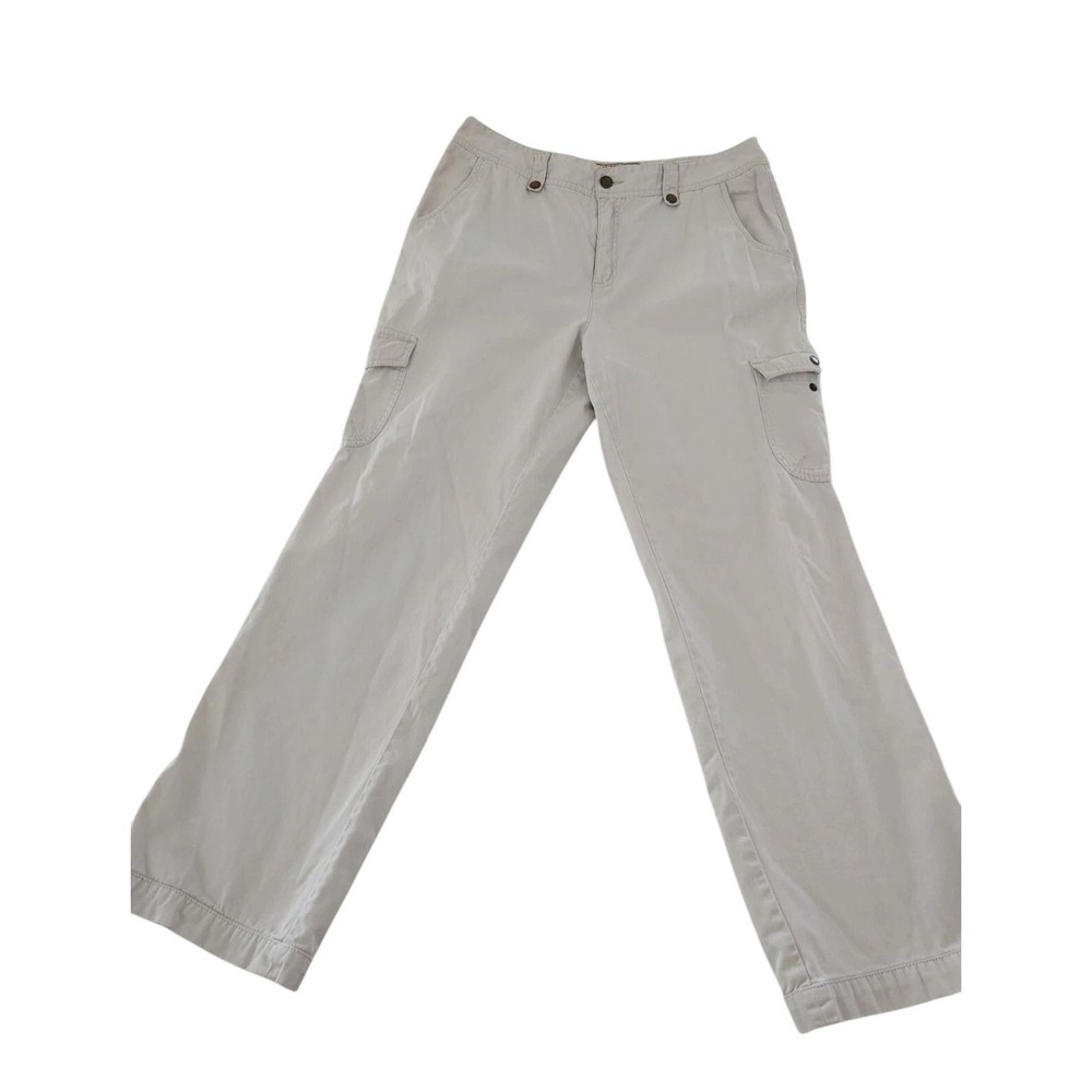 Caribbean Joe Womens Pants 12 Snap Khaki Cargo Pockets Flat Front Hiking